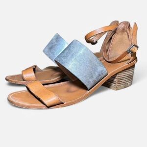 Madewell Warren Metallic Silver Leather Block Heel Sandal